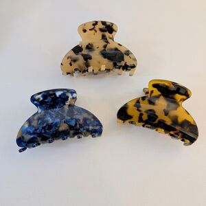 Set of Three Tortoise Shell Hair Clips